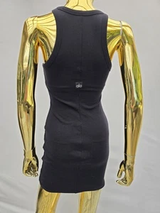 Alo Women's Sleeveless Black Athletic Padded Goddess Ribbed Go To Dress Size S - Picture 1 of 5