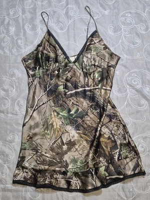 Camisola feminina camuflada de seda Natural Reflections XL renda Negligee Realtree  - Imagem 1 de 4