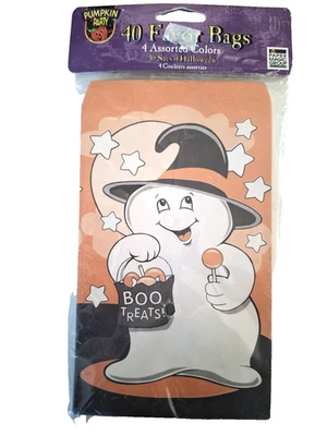 Vtg 2001 Halloween Favor Treat Bags Ghost Design 40ct 4 Colors Paper Magic Group - Image 1 of 4
