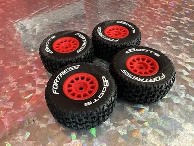 Arrma Mojave Grom 1/18th Tires Dboots Fortress Red 12mm Wheels ARA550116 Set 4 - Image 1 of 3