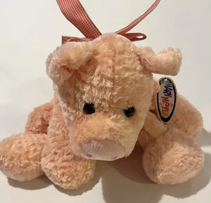 Mary Meyer Flip Flops Pig Plush Toy Peachy Pink Gingham Bow 12 Inch Vintage 1999 - Picture 1 of 4