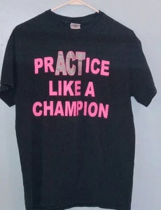 Mädchen T-Shirt Gr. M PRACTICE LIKE A CHAMPION Gymnastik Cheerleading Schwarz & Pink - Bild 1 von 3