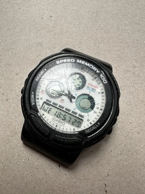 Casio AW-20 Speed Memory 100 Vintage Digital Watch Module 384 White Face - READ - Immagine 1 di 4
