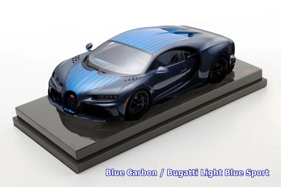 Próximamente MR Bugatti Chiron Super Sport azul carbono sobre base de carbono 1/18 Foto 1 de 1
