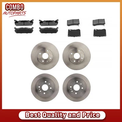 Front & Rear Brake Rotors Ceramic Brake Pads Fits 1991-1996 Ford Escort Foto 1 de 4