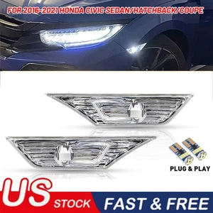 FOR 2016-2021 HONDA CLEAR CIVIC SIDE MARKER TURN LAMP SIGNAL LIGHTS W/ LED BULBS - Picture 1 of 15