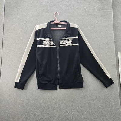 Sudadera Skin Industries Hombres XL Negra Y2K Bloque de Color Logo Texto Cremallera LEER Foto 1 de 4