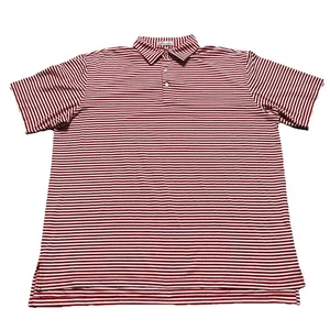 Polo de rendimiento de golf Peter Millar para hombre confort de verano rojo blanco a rayas talla XL - Imagen 1 de 7