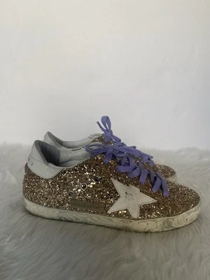 Golden Goose Superstar women’s Gold Glitter Sneakers Sz 36 / 6 - Image 1 of 4