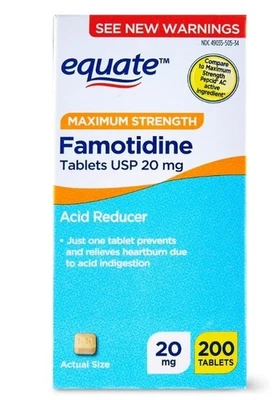 Comprimidos Equate Maximum Strength Famotidine 20mg, 200 unidades - Imagem 1 de 4