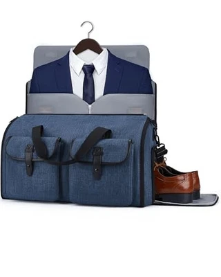 Bolsas de ropa para viaje, convertible bolsa de lona para ropa bolsas de traje para hombre azul Foto 1 de 4
