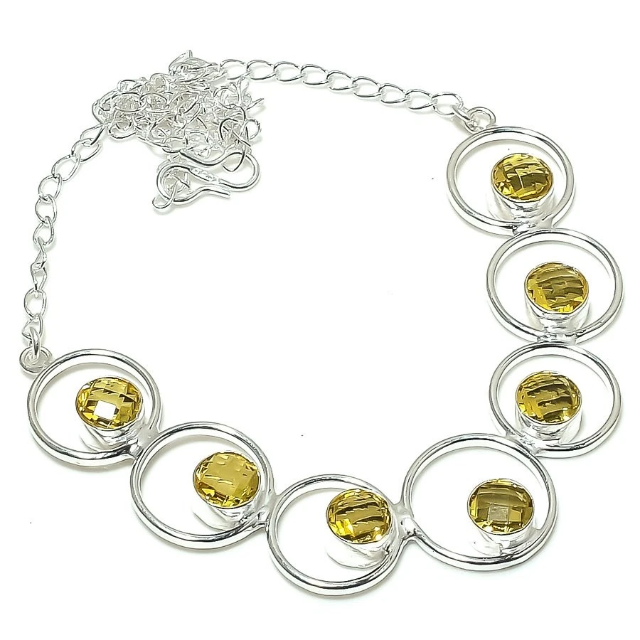 Collar de joyería de plata de ley 925 hecho a mano con piedras preciosas de citrino amarillo tamaño 18" Foto 1 de 1