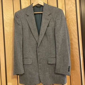Brooks Brothers Mens Vintage Blazer 38 R Black Grey Houndstooth - Picture 1 of 11