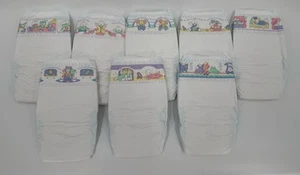 8 Vintage 1991 Boy Huggies Baby Steps Size 2 Plastic Diapers Different Designs - Picture 1 of 14