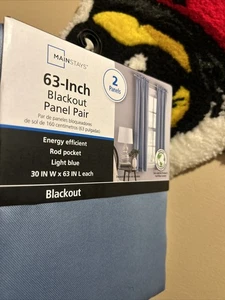 Mainstays Solid Blackout Curtain Panel Pair, Set of 2, Light Blue, 30”W x 63”L - Picture 1 of 2