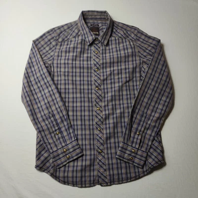 Prana Men's Bryant Shirt M Slim Fit Brown Plaid Pearl Snap - Image 1 of 4