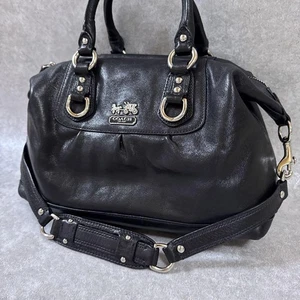 Coach Madison Sabrina Satchel Bag 12937 Vintage purse 2 WAY Leather Black Y2K  - Picture 1 of 11