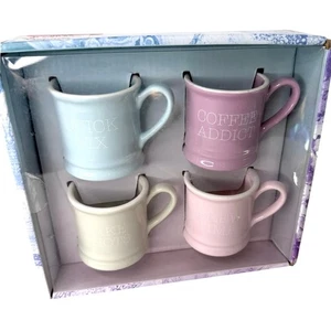 Frankie Grey MINI MUG SET (4) Demitasse Espresso Shot Glasses Ceramic Multicolor - Picture 1 of 11