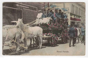 Floral Parade Wagon Los Angeles California handkoloriert 1910c Postkarte - Bild 1 von 1
