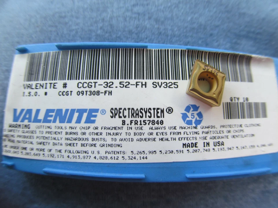 VALENITE CCGT 32.52 FH CCGT 3(2.5)2 09 T3 08 SV325 (Paquete de 10 Insertos de Fábrica) Foto 1 de 1