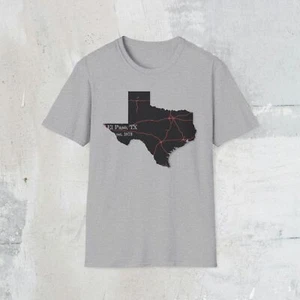 El Paso TX Map T-Shirt, Unisex Casual Tee, Texas Gift, Travel Souvenir - Picture 1 of 22
