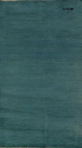 Classic Gabbeh Solid Blue Wool Modern Accent Rug - Timeless Beauty 3x6 ft - Picture 1 of 17