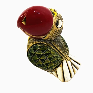 Artesania Rinconada Red Beak Parrot Toucan Papagayo Bird Hand Carved Clay Figure - Picture 1 of 11