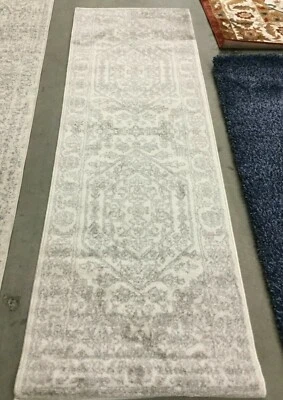 IVORY / SILVER 2'-6" X 8' Stained Rug, Reduced Price 1172628674 ADR108B-28 - Image 1 of 4