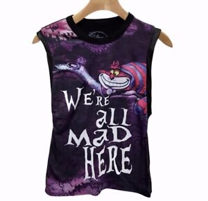 Disney Alice In Wonderland Cheshire Cat "We're All Mad Here" Tank Top Size XS