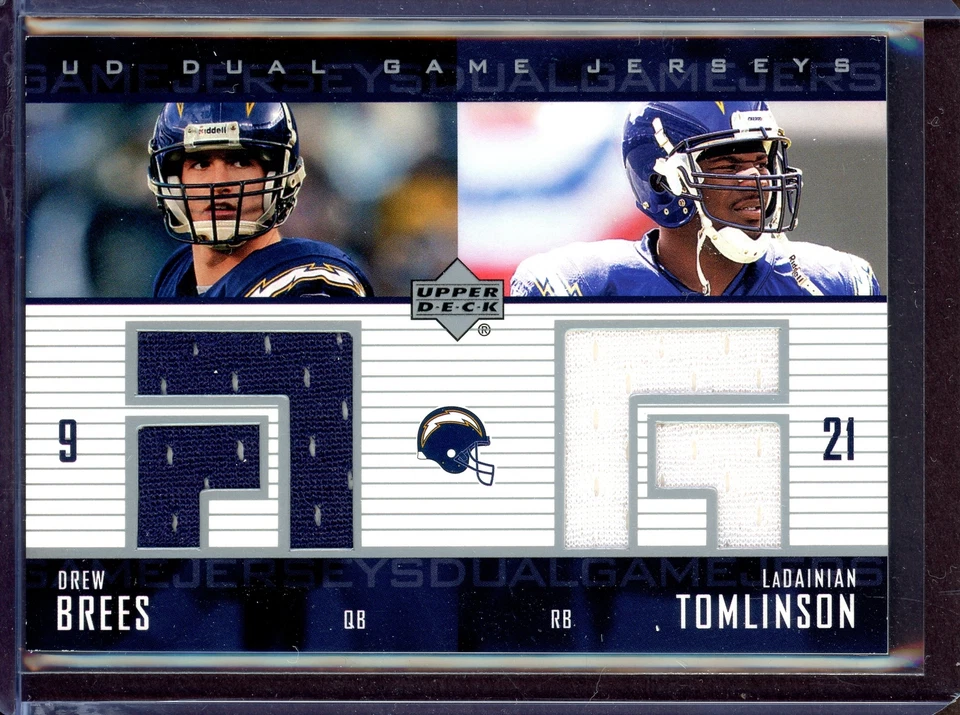 DREW BREES/LADAINIAN TOMLINSON ~ 2003 Upper Deck Game Jerseys Duals #DGJ-BT - Image 1 of 1
