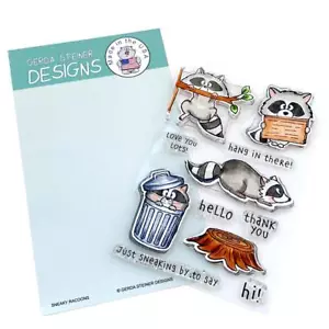 Gerda Steiner Designs, Sneaky Racoons 4x6 Clear Stamp Set - Picture 1 of 1
