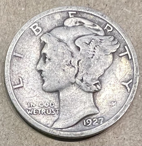 1927-S Mercury Dime Very Good VG-F Fine Condition #MD23 Cover