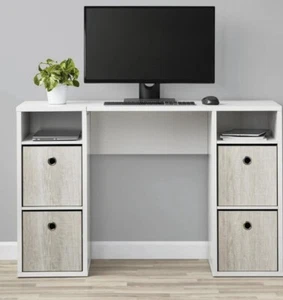 “Mainstays 4-Cube Storage Desk - White Grain” - Picture 1 of 3