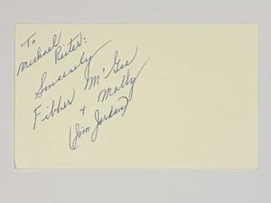 Jim Jordan Fibber McGee signed autographed 3x5 Index Card - Picture 1 of 1