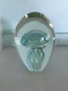 Sanibel Captiva Handwerker einzigartige Kunst Glas Qualle Briefbeschwerer grün funkelt - Bild 1 von 5