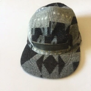 RALPH LAUREN RRL DOUBLE RL WOOL CAP LEATHER TRIM GRAY TRIBAL MEDIUM NWO RARE VTG - Picture 1 of 12