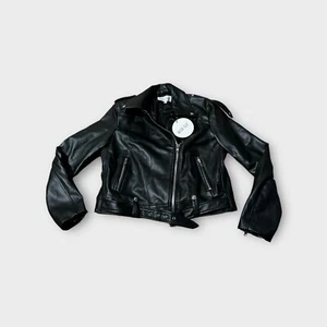 Madison Square Black Long Sleeve Full Zip Faux Leather Dress Jacket Womens XL - Picture 1 of 7