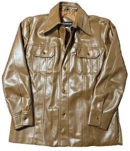 Ventura Faux Leather Jacket, Size Large, Made In Korea 1970’s. Brown - Picture 1 of 9