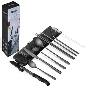 10PCS Portable Reusable Travel Camping Stainless Steel Utensils Cutlery Set - Picture 1 of 12
