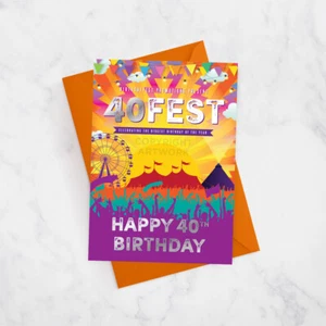 40FEST Tarjeta de 40 Cumpleaños, Tema del Festival Tarjeta de 40 Cumpleaños, Cuarenta 40 FEST - Imagen 1 de 2