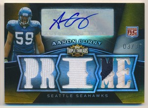 2009 Topps Triple Threads Rookie Autographed Relic Prime Sepia #102 Aaron Curry