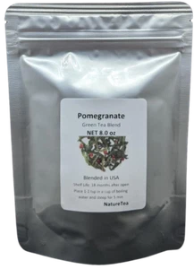 Pomegranate Green Tea - 8 oz - Loose Leaf Green Tea Blend from 100% Nature - Picture 1 of 4