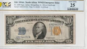 FR-2309 1934 A Series North Africa WWII $10 Silver Certificate PCGS 25 Very Fine - Picture 1 of 2