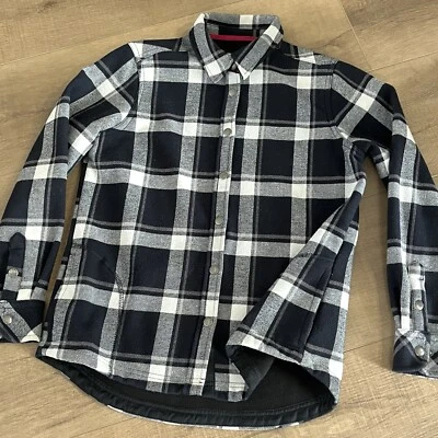 Camisa Chaqueta Mujer ORVIS Cara Franela a Cuadros M Negra/Blanca Chamarra Broches a Presiones Foto 1 de 4