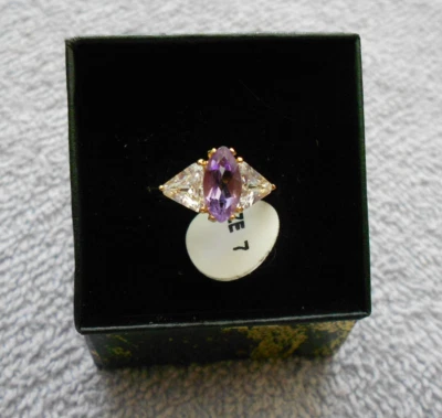 Anillo Amatista Nuevo Antiguo Stock Talla 7 Foto 1 de 4