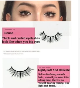 NEW False eyelashes natural thick long makeup eyelashes full curl soft 7 pairs - Picture 1 of 47
