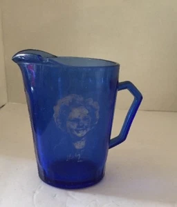 Shirley Temple True Vintage Hazel Atlas Creamer blu cobalto altezza 4 1/2" - Foto 1 di 9