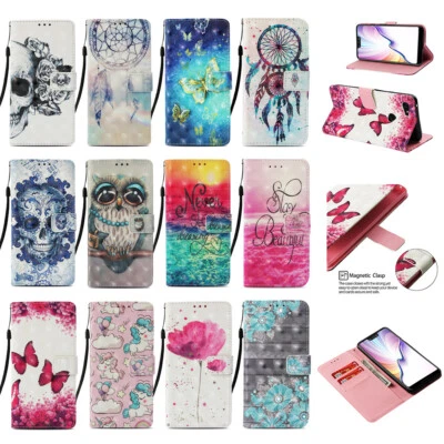 For Huawei Y7P Y6P Y5P Y6 Pro 3D PU Leahter Flip Wallet Stand Phone Case Cover - Image 1 of 4