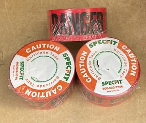 3 - Specfit Danger Do Not Enter Barricade Tape, 3" x 1000ft, Red VBT220 - Picture 1 of 4