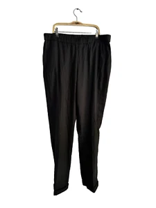 J Jill Linen Stretch Pants Size M Black Pull On High Waist With Pockets New - Picture 1 of 9